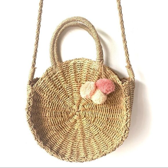 Boho Chic Woven Straw Circular Bag Crossbody - Picture 4 of 15